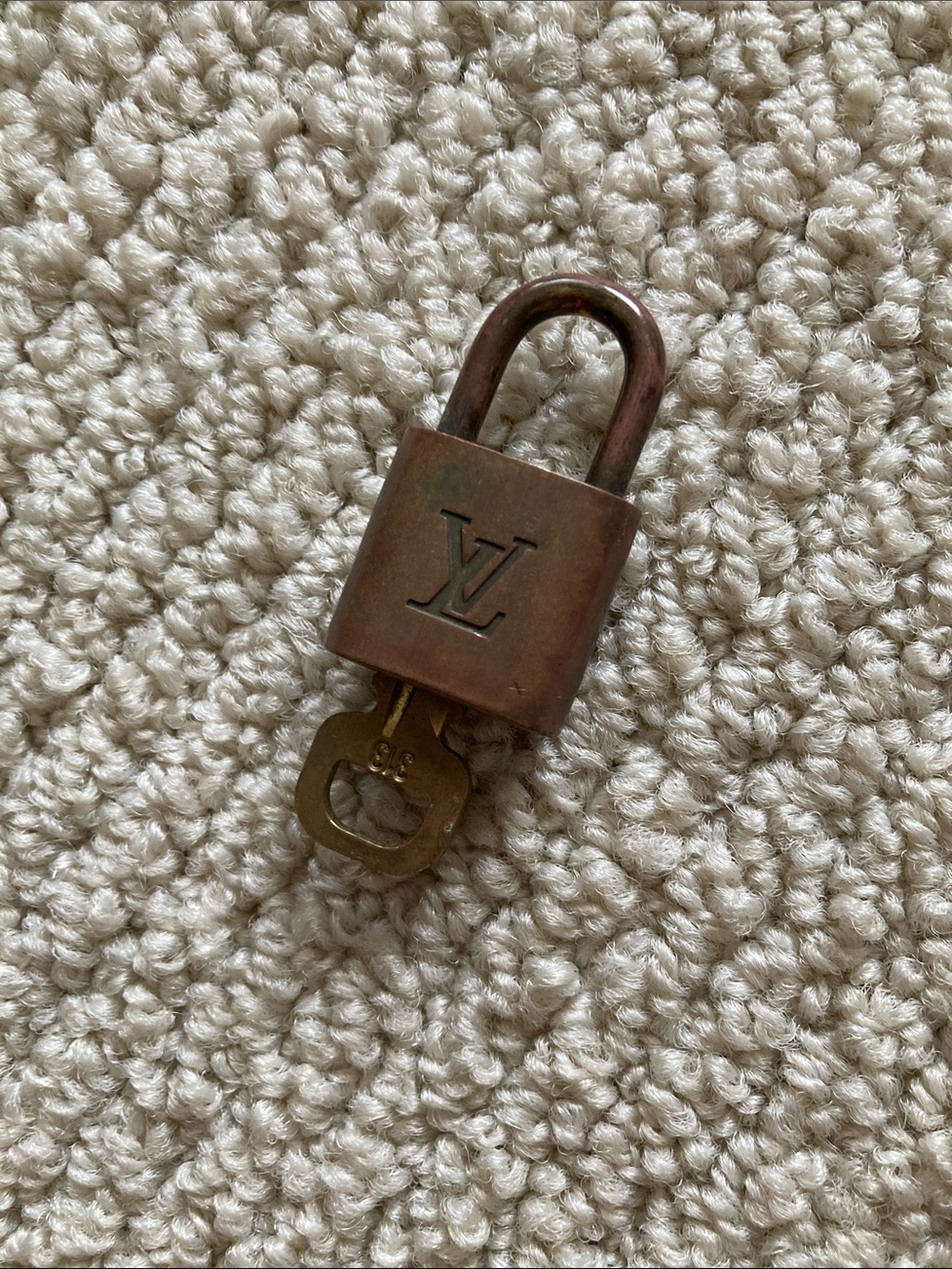 Louis Vuitton Lock and Key Gold Padlock Authentic #313 GUC Luxury